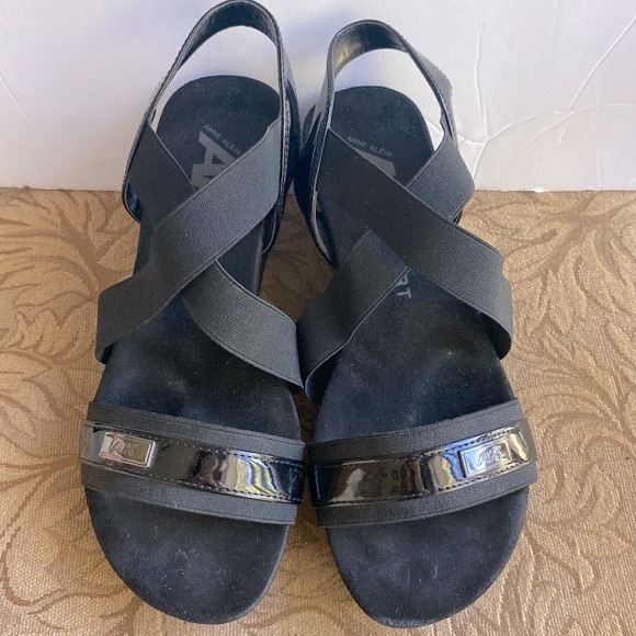 AK Anne Klein sherry sling back wedge heel elastic cross band textile upper 8🌹 - Picture 3 of 13